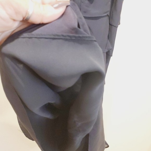 Kenar Black 100%  silk Ruffled  midi dress Size 10 - Picture 8 of 10